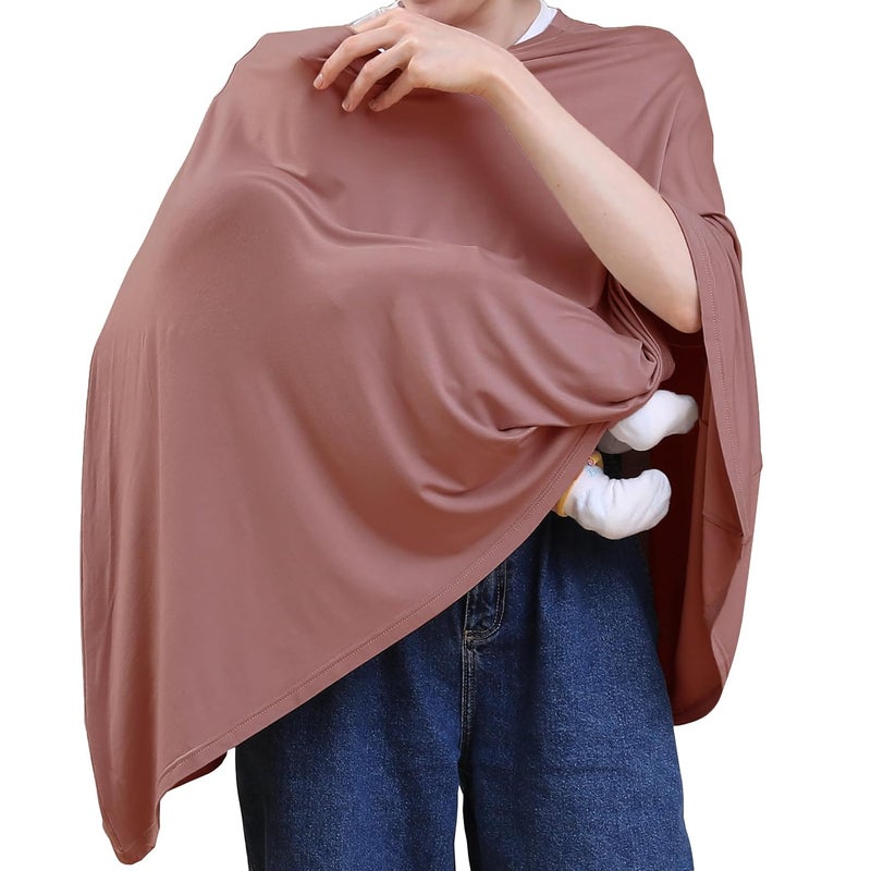 SEJOY Multi-use Nursing Cover for Breastfeeding, 360°Full Coverage Nursing Poncho, Rayon Soft & Breathable Breastfeeding Cover up (Smooth Rayon, Blush) - Image 1